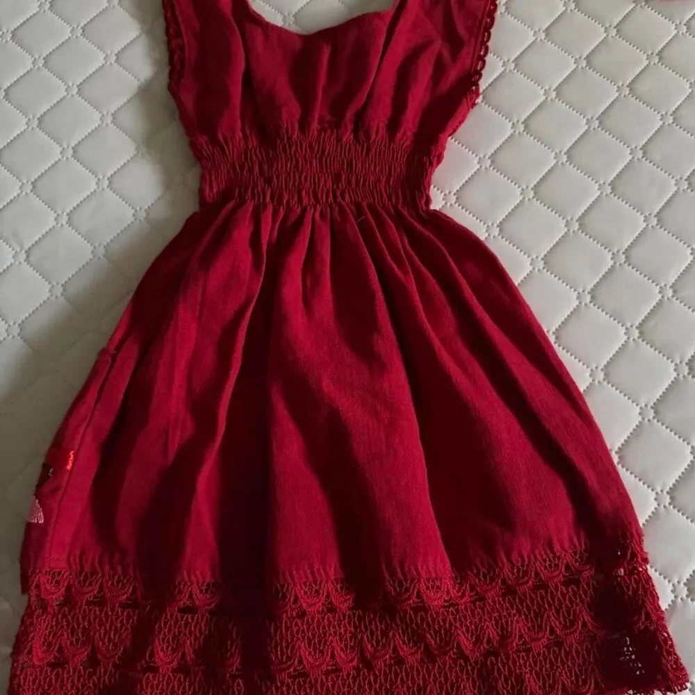 Mexicans toddler Red and Burgundy Dress